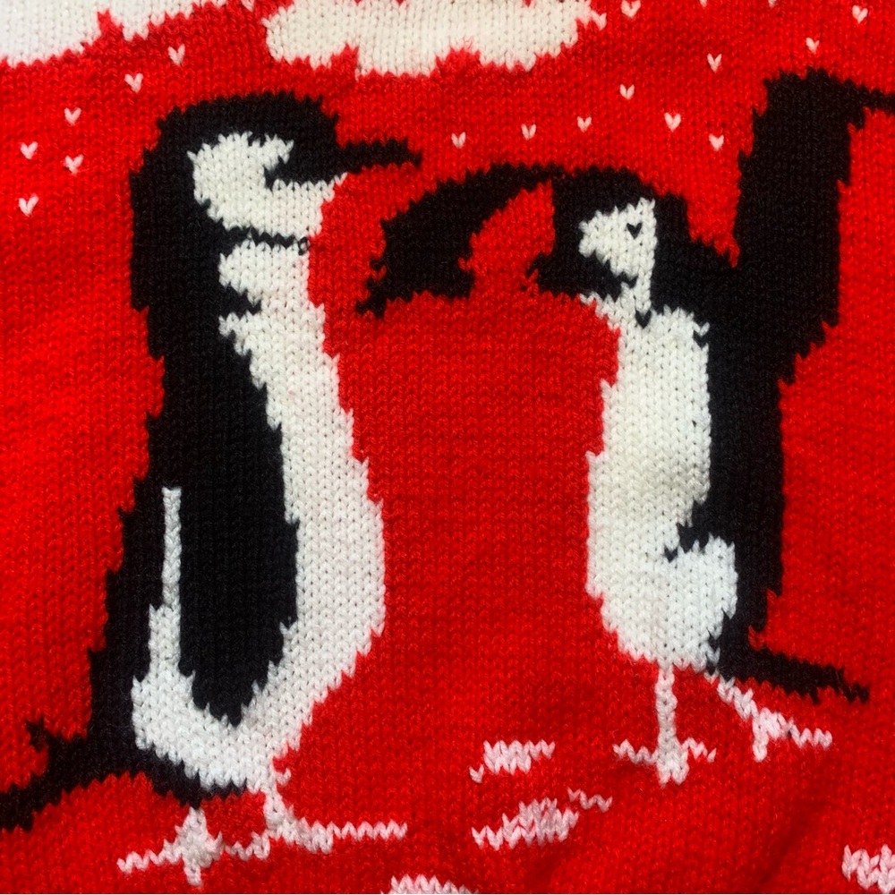 Vintage Handmade Red Penguin Knit Sweater - Picture 5 of 17